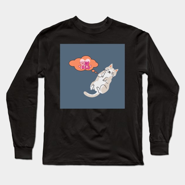 Dreaming cat Long Sleeve T-Shirt by PedaDesign